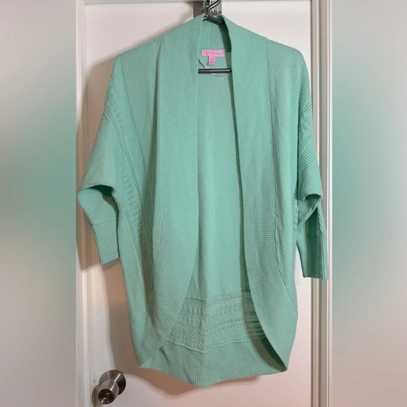 Lilly Pulitzer Cabrina Open Front Cardigan Sweater in Mint Teal Size XS/S - Picture 2 of 9